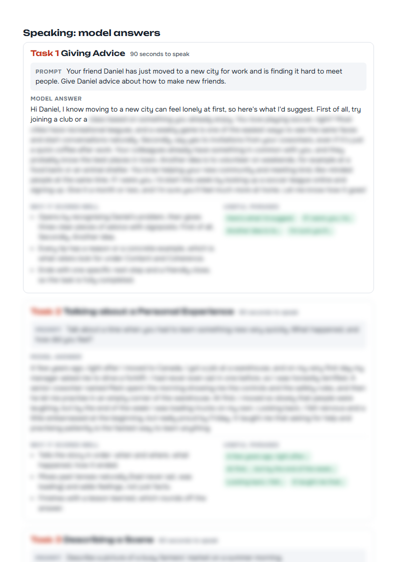 Preview of the kit: a Speaking model answer
